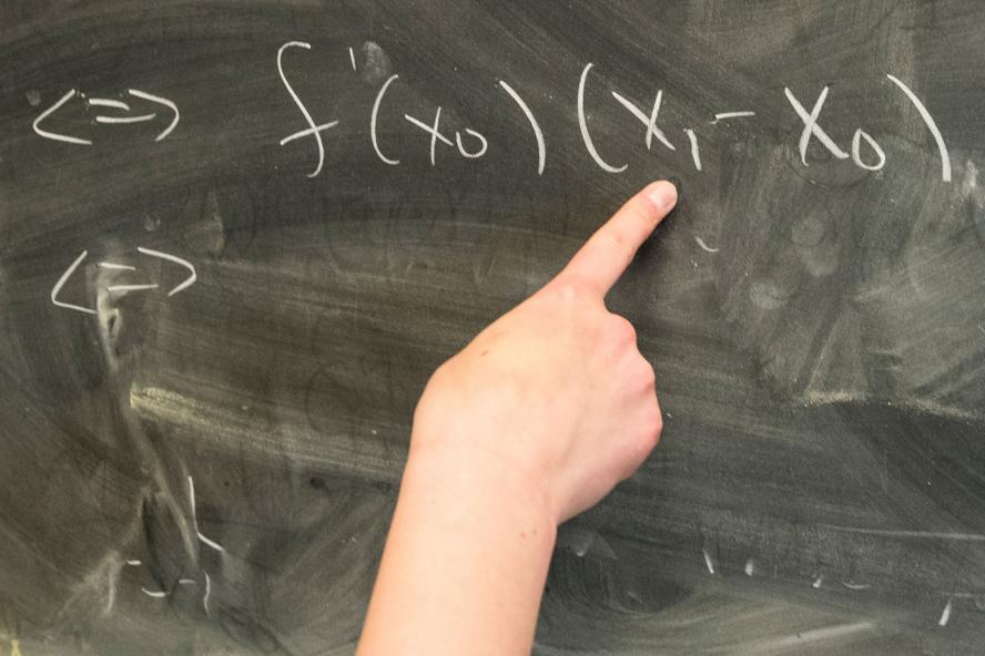 Finger pointing on a math board